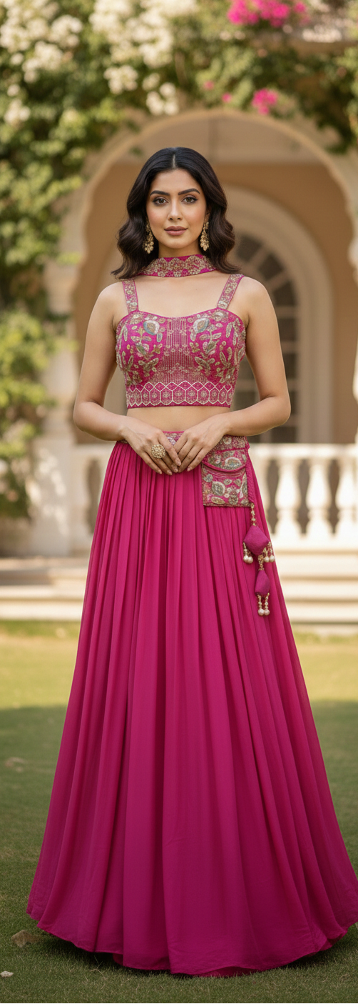 Bustier and Pleated Skirt with Choker