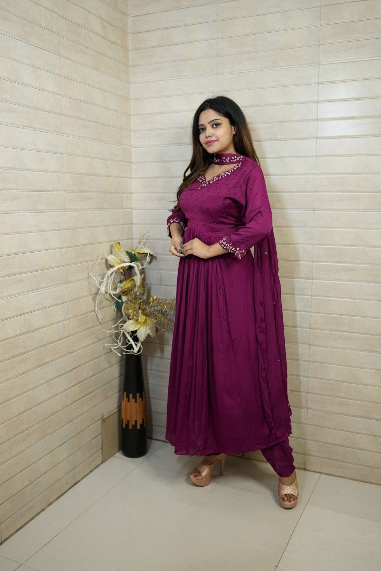 PF7012 - , Kurtis , Anarkali Ethnic Clothing Hand Embroidery Silk