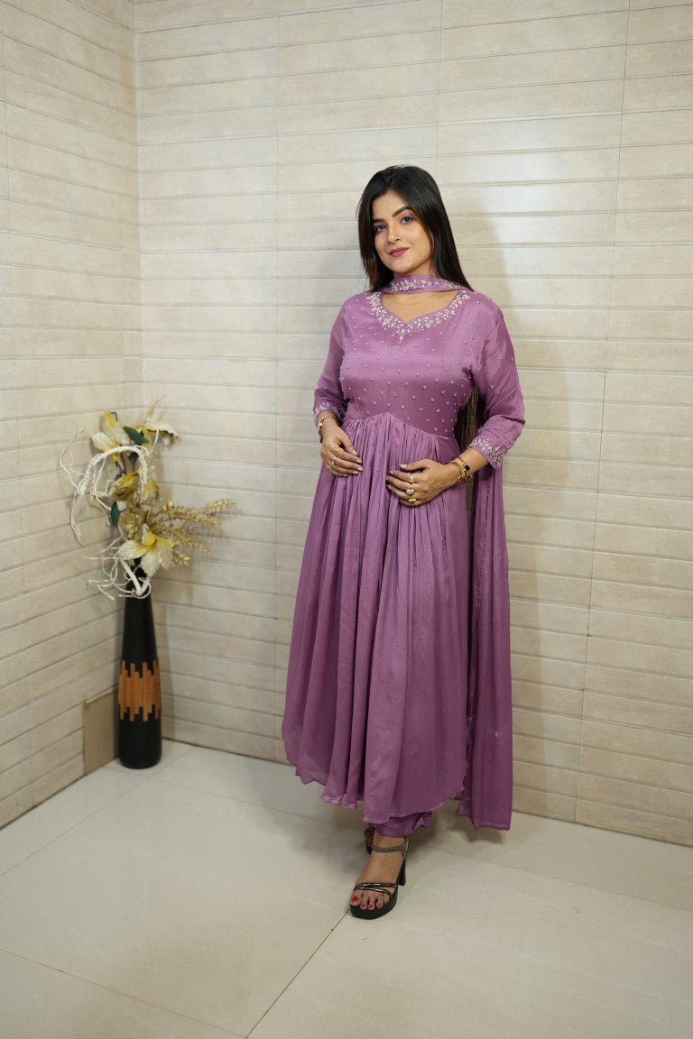 PF7012 - , Kurtis , Anarkali Ethnic Clothing Hand Embroidery Silk