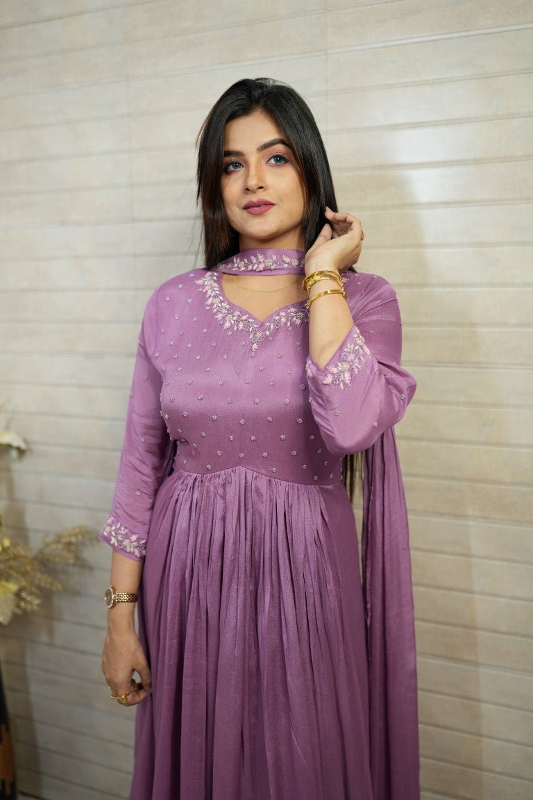 PF7012 - , Kurtis , Anarkali Ethnic Clothing Hand Embroidery Silk