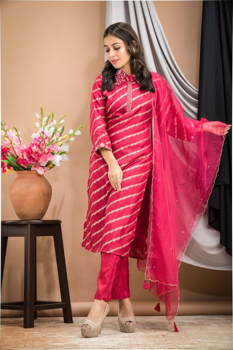 PF7146D - , Kurtis , Ethnic Clothing Hand Embroidery Kurta Sets Silk
