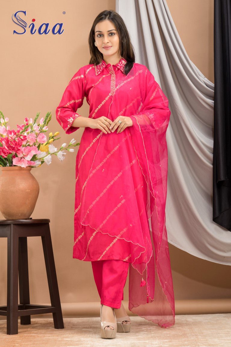 PF7146D - , Kurtis , Ethnic Clothing Hand Embroidery Kurta Sets Silk