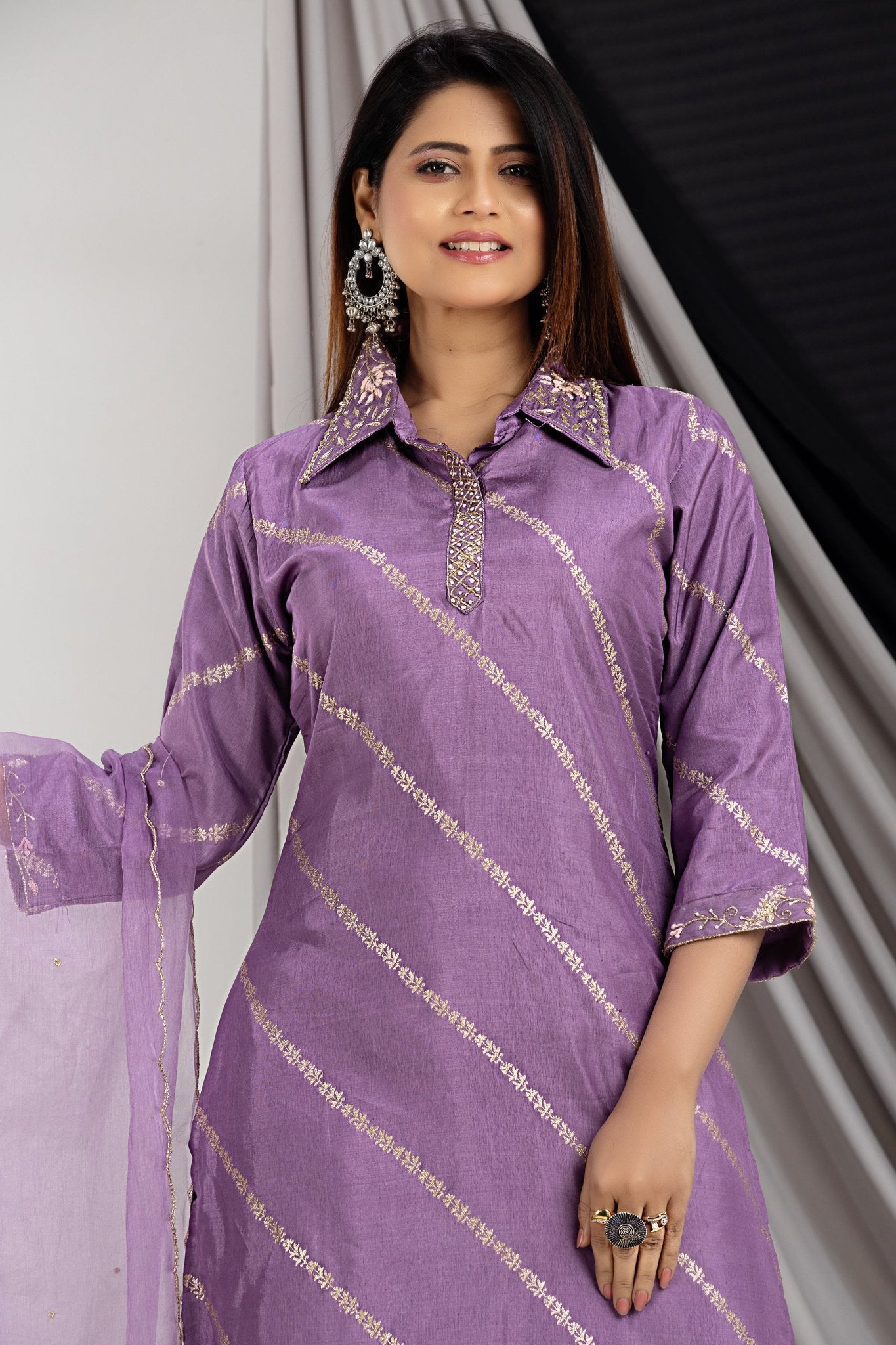 PF7146D - , Kurtis , Ethnic Clothing Hand Embroidery Kurta Sets Silk