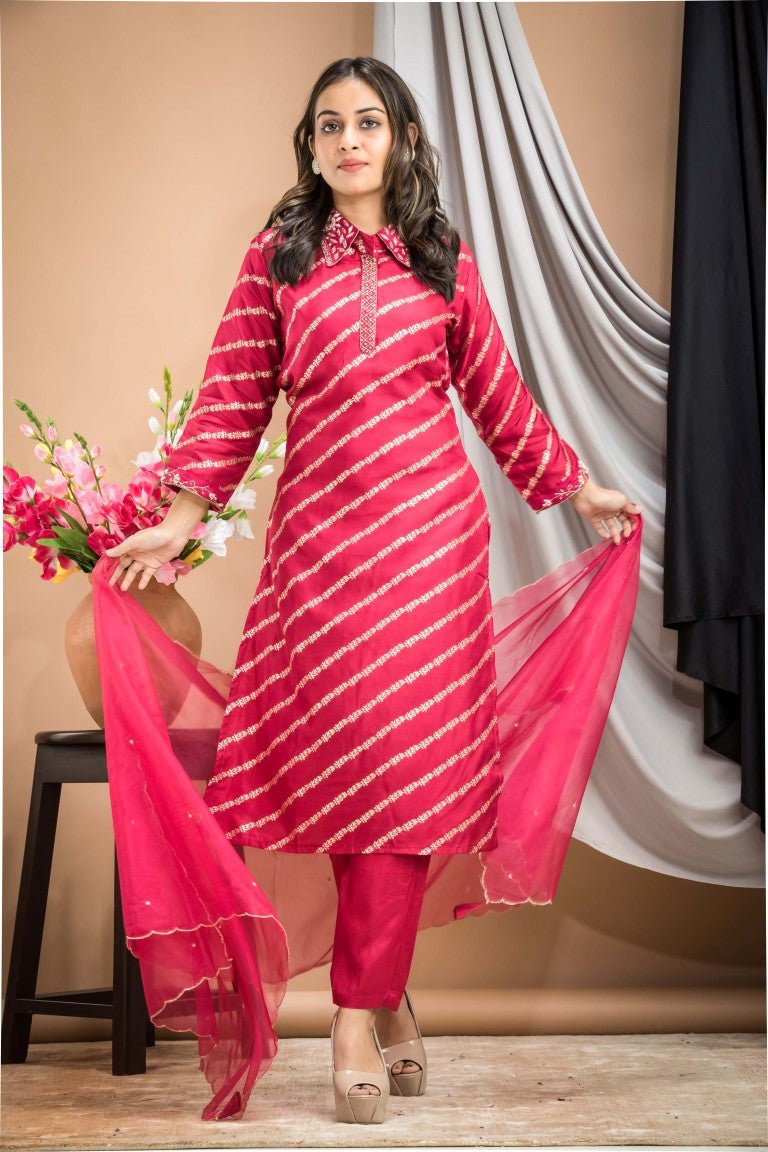 PF7146D - , Kurtis , Ethnic Clothing Hand Embroidery Kurta Sets Silk