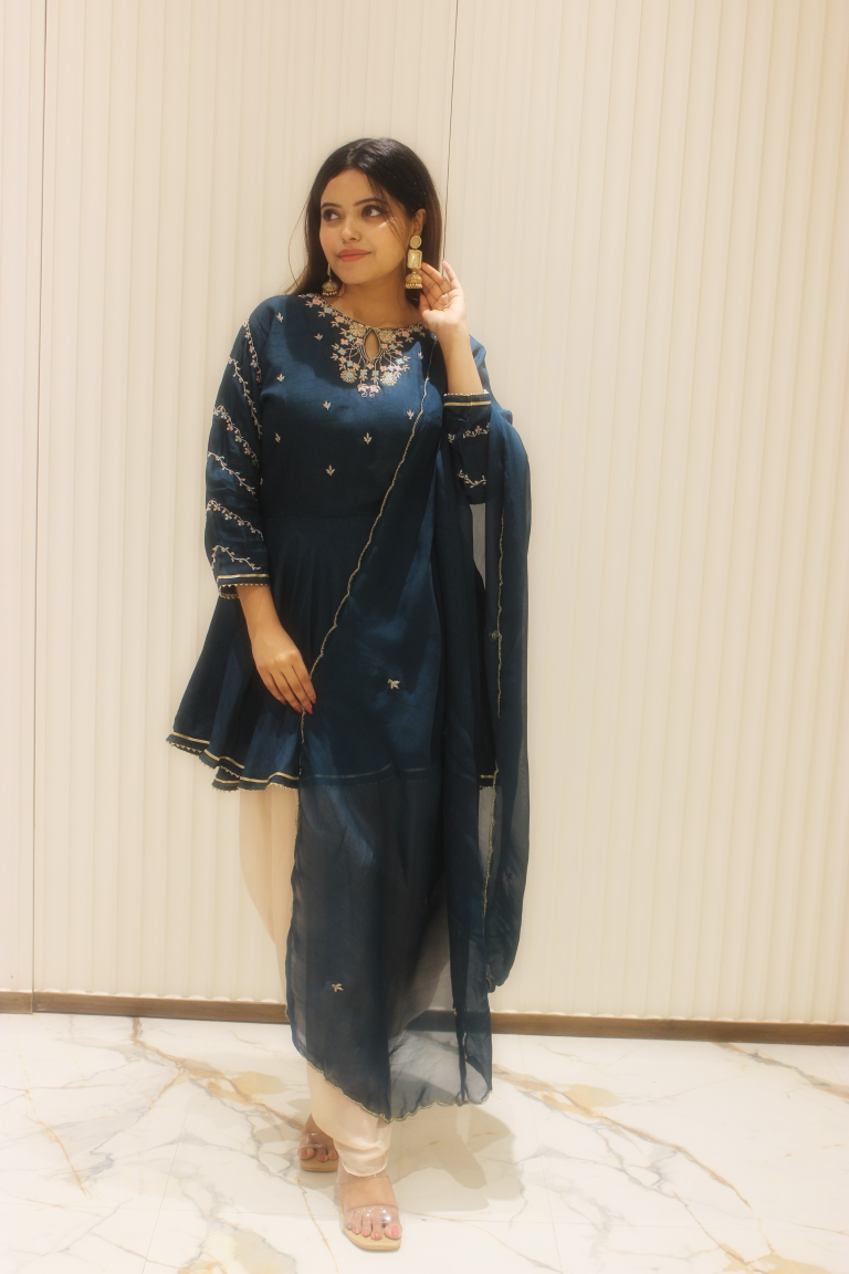 PF7244 - , Kurtis , Cord Sets Ethnic Clothing Festive Collection Hand Embroidery Kurta Sets Silk