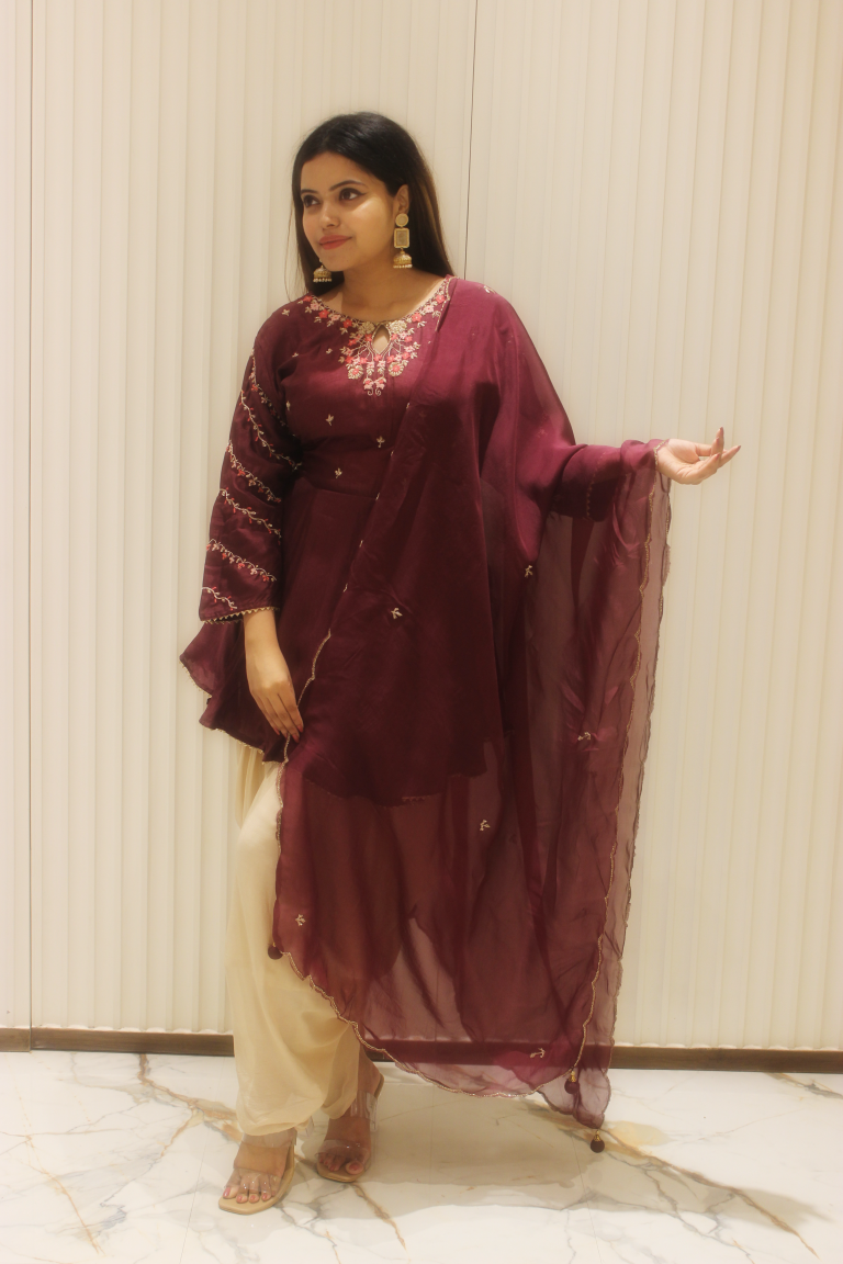 PF7244 - , Kurtis , Cord Sets Ethnic Clothing Festive Collection Hand Embroidery Kurta Sets Silk