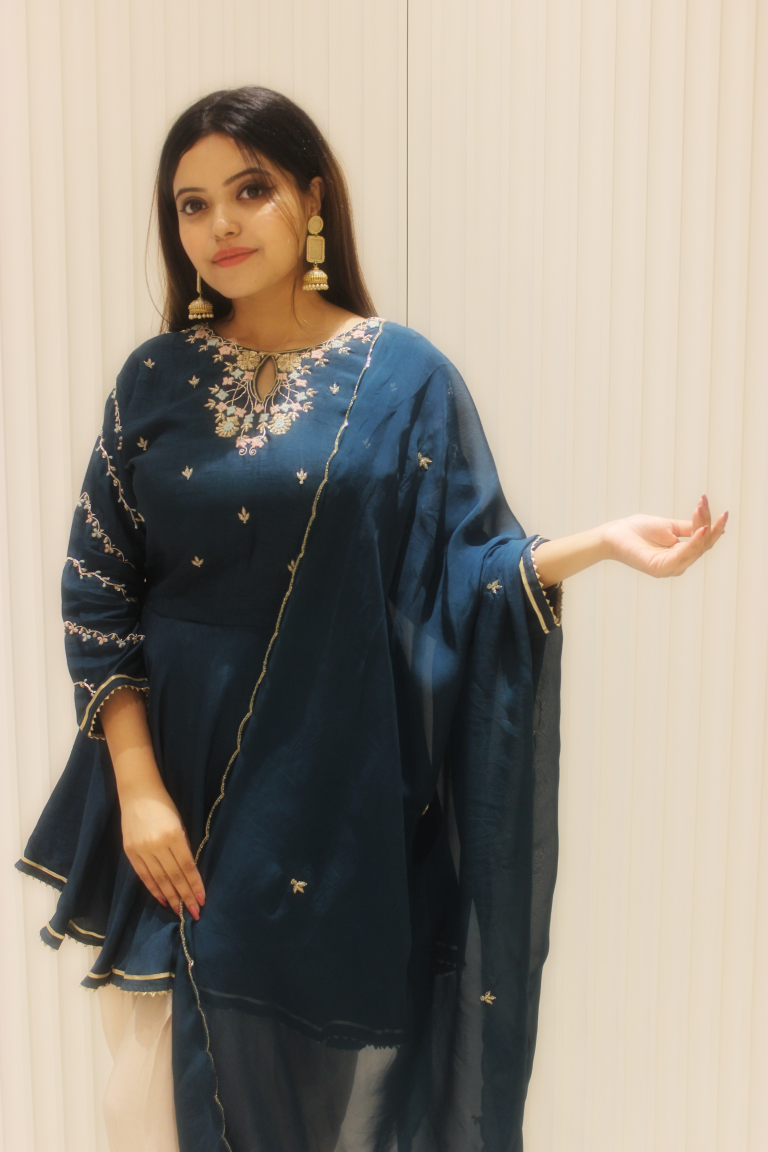 PF7244 - , Kurtis , Cord Sets Ethnic Clothing Festive Collection Hand Embroidery Kurta Sets Silk
