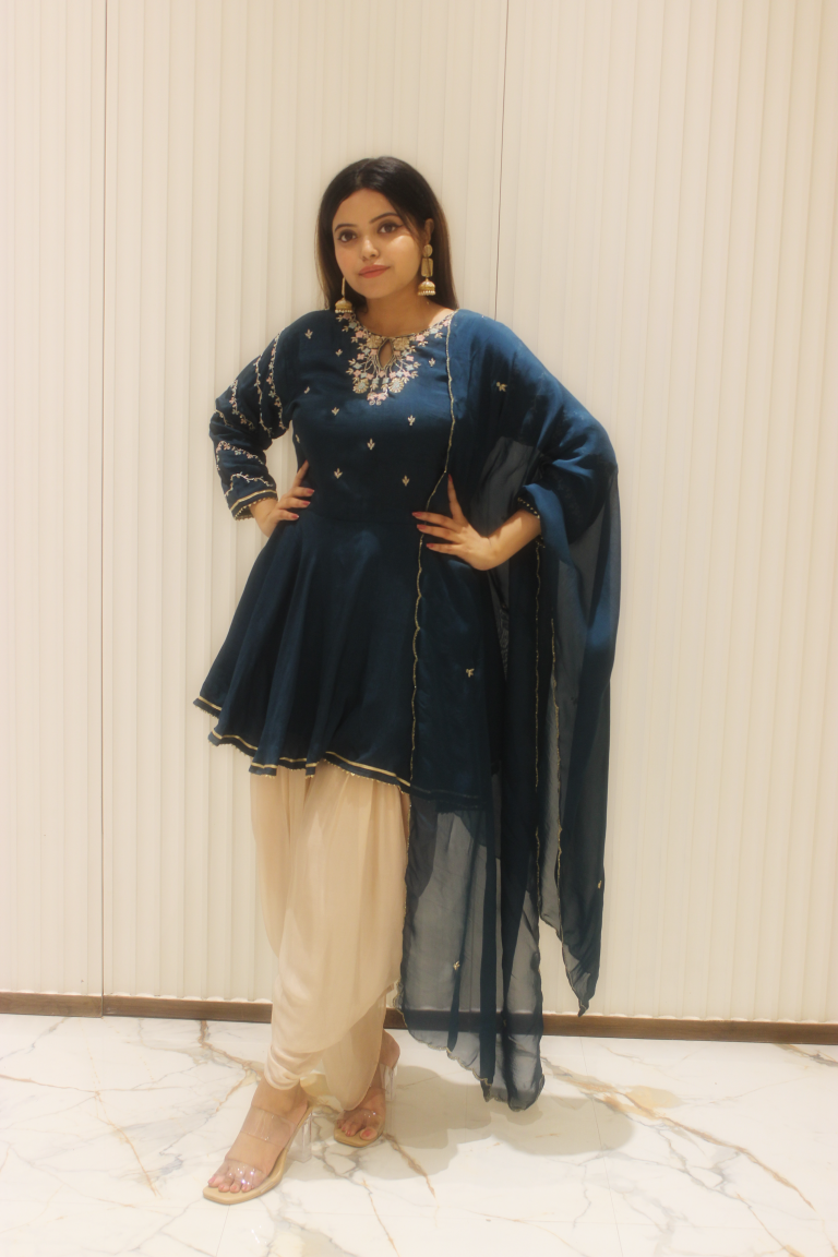 PF7244 - , Kurtis , Cord Sets Ethnic Clothing Festive Collection Hand Embroidery Kurta Sets Silk