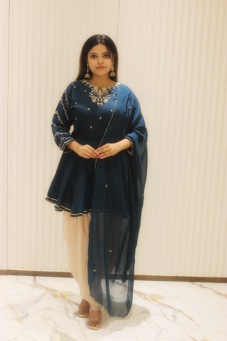 PF7244 - , Kurtis , Cord Sets Ethnic Clothing Festive Collection Hand Embroidery Kurta Sets Silk