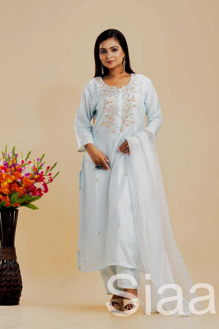 PF7319 - Firoza , Kurtis , Ethnic Clothing Hand Embroidery Kurta Sets Silk