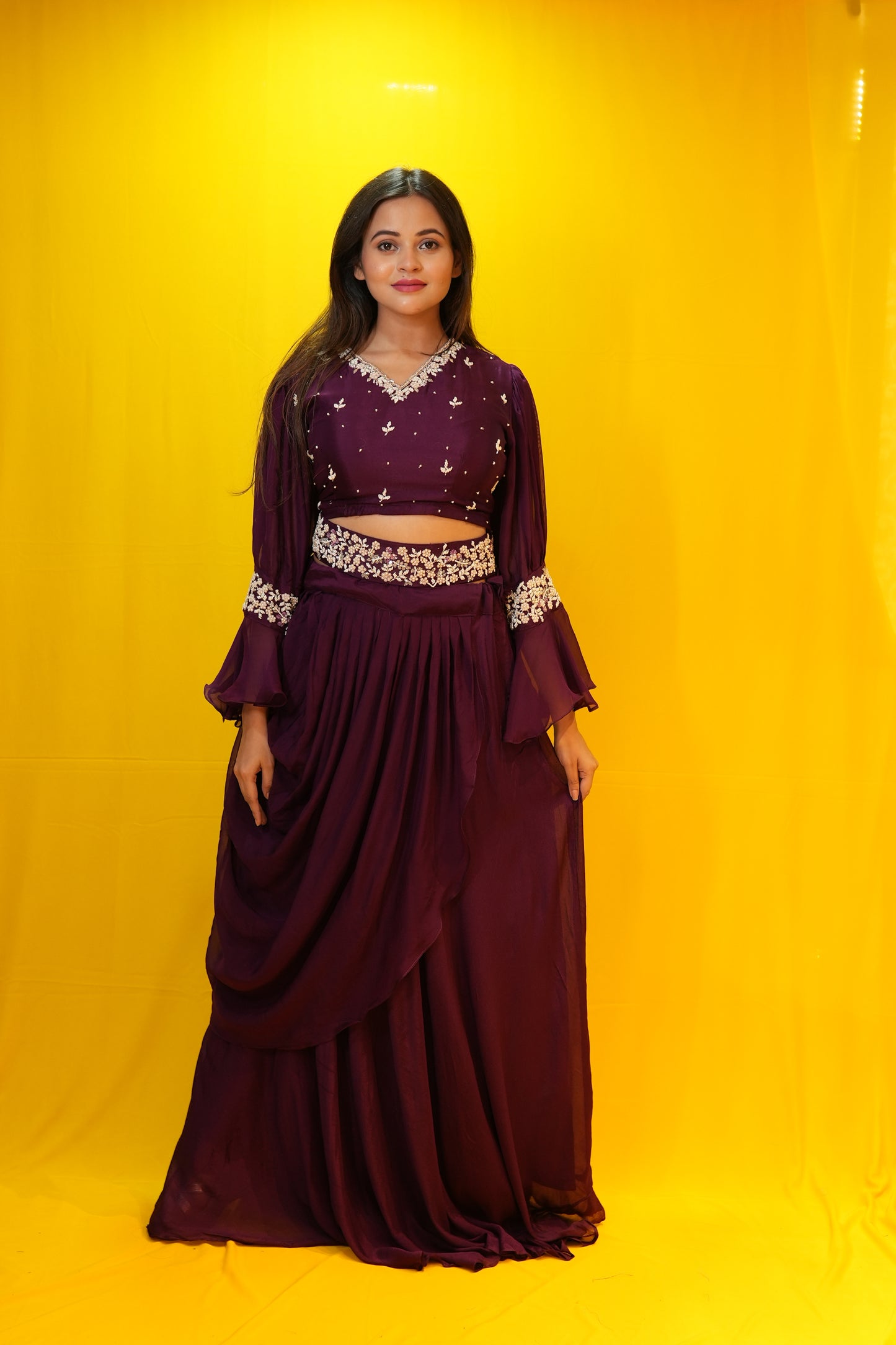 PF7330 - , Kurtis , Chinnon Contemporary Clothing Cord Sets Ethnic Clothing Festive Collection Hand Embroidery Indo-Western Shararas Skirts sets