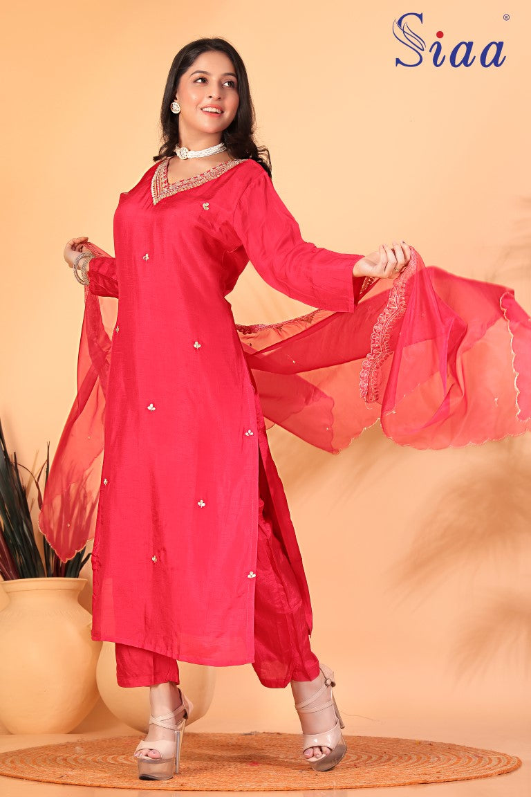 PF7754 - Rani , Kurtis , Ethnic Clothing Hand Embroidery Kurta Sets Silk