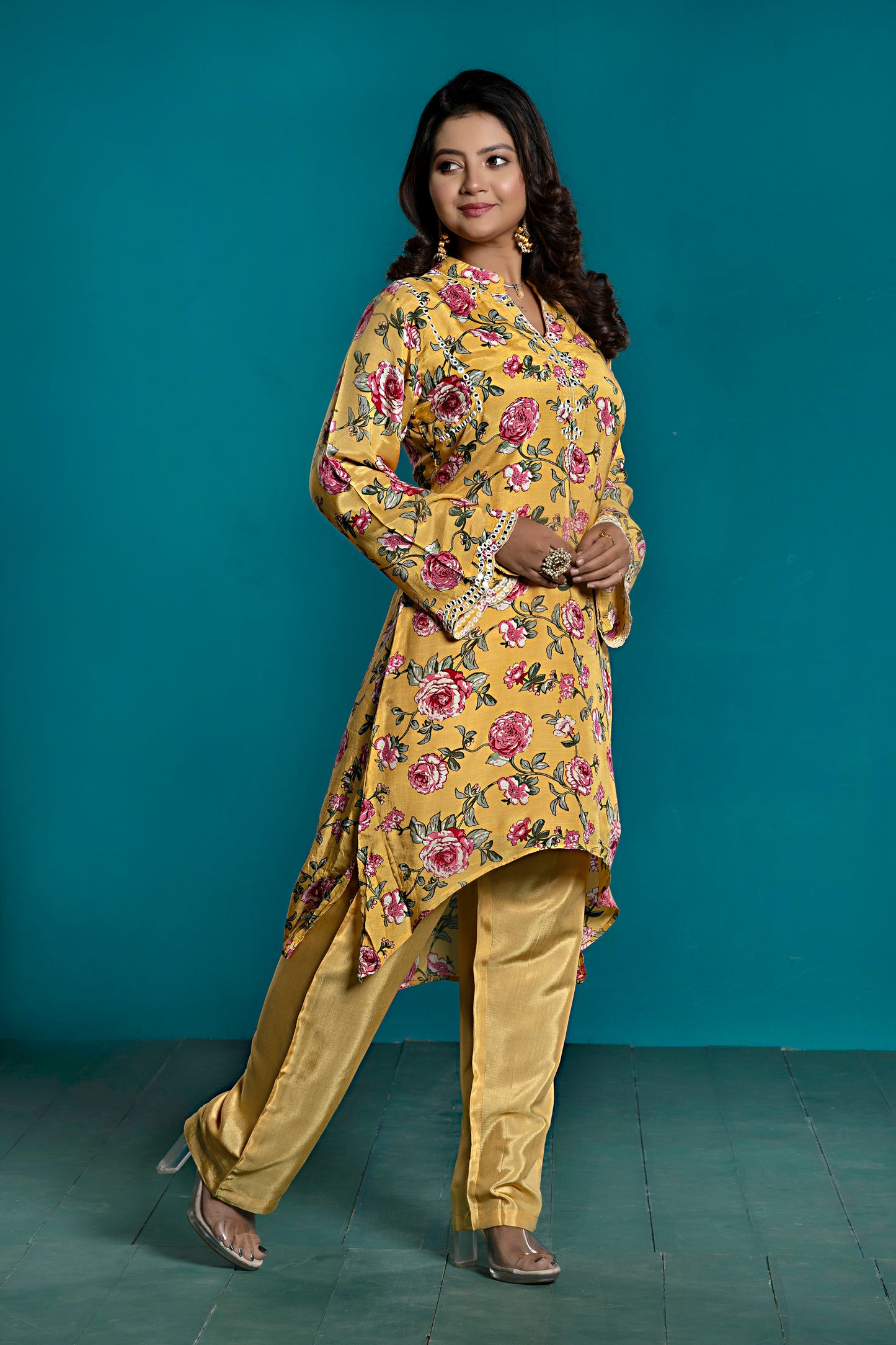 PF7831 - , Kurtis , Casual Wear Contemporary Clothing Cord Sets Ethnic Clothing Hand Embroidery Silk