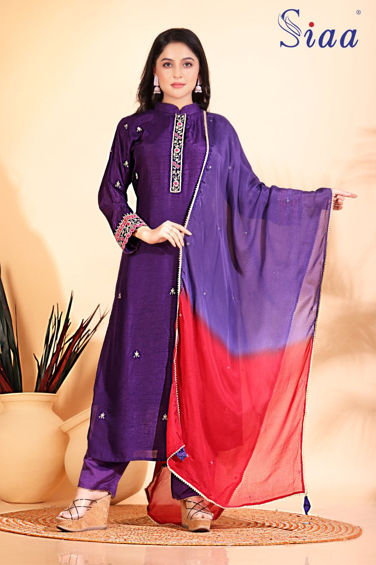 PF7862 - , Kurtis , Ethnic Clothing Hand Embroidery Kurta Sets Silk