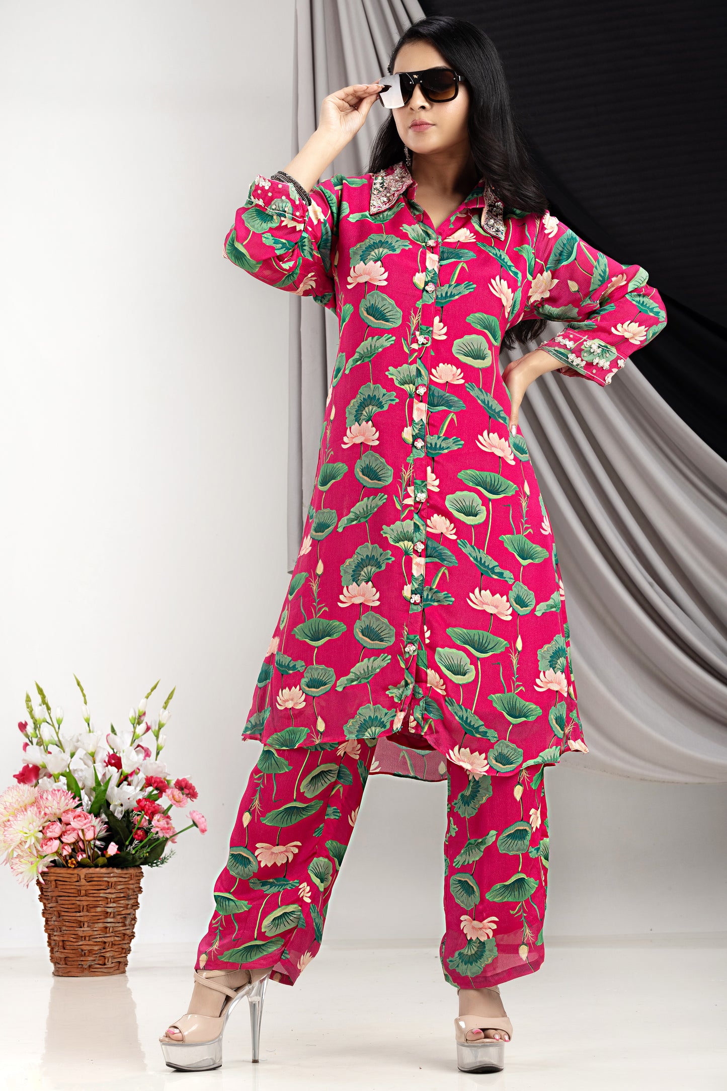 PF7918 - Rani , Kurtis , Casual Wear Cocktail Collection Cord Sets Ethnic Clothing Hand Embroidery Silk