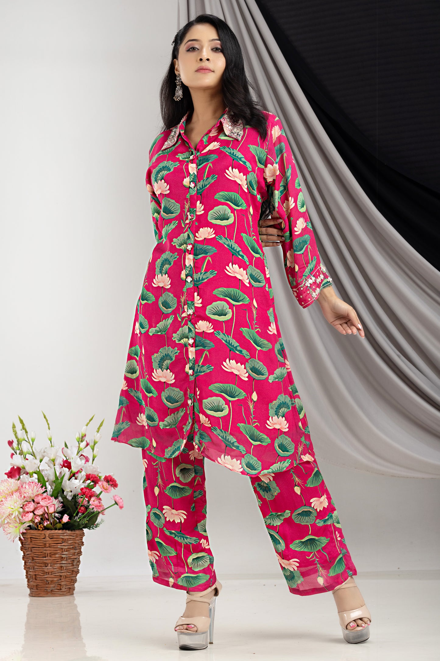 PF7918 - , Kurtis , Casual Wear Cocktail Collection Cord Sets Ethnic Clothing Hand Embroidery Silk