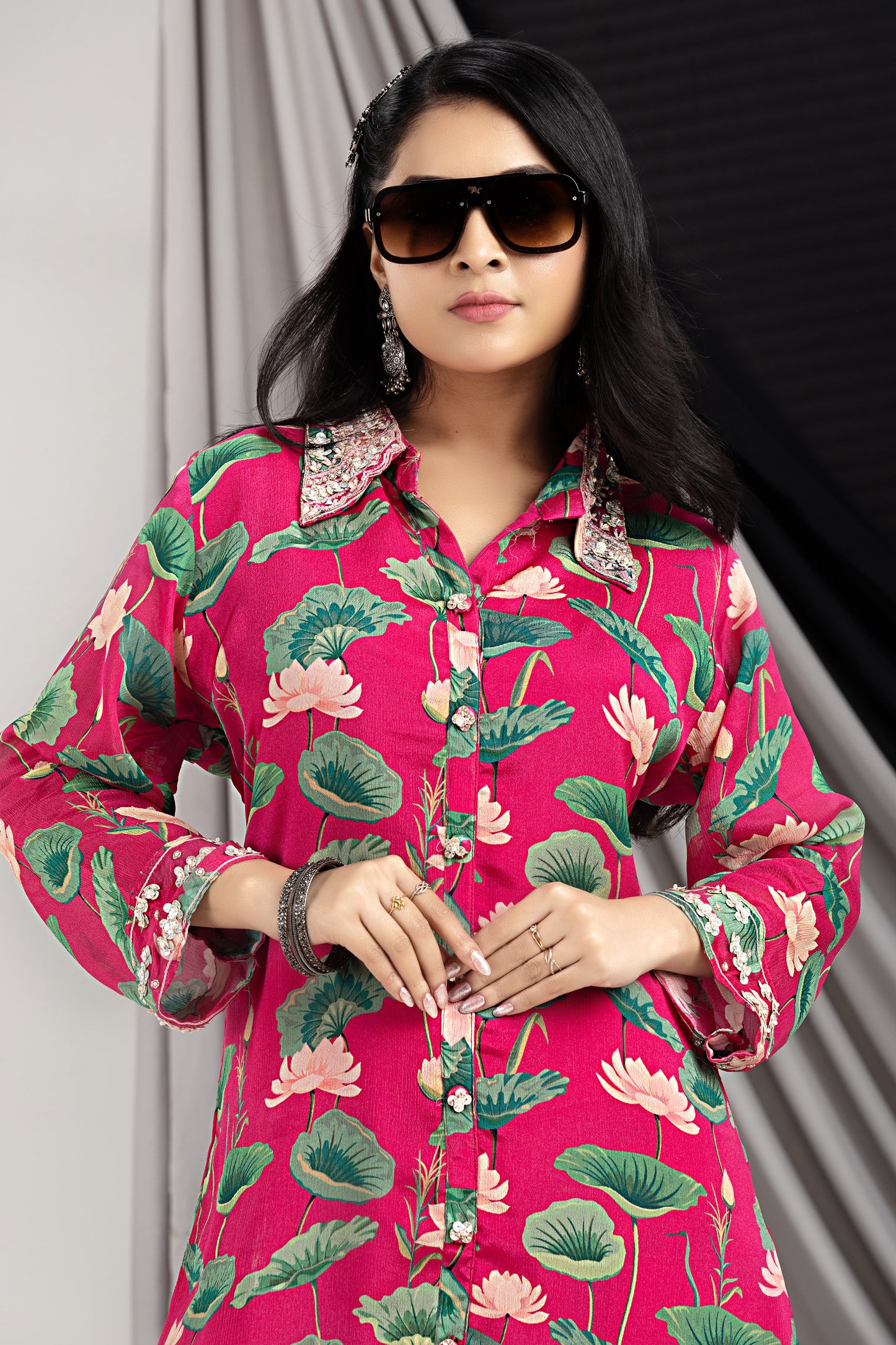 PF7918 - , Kurtis , Casual Wear Cocktail Collection Cord Sets Ethnic Clothing Hand Embroidery Silk