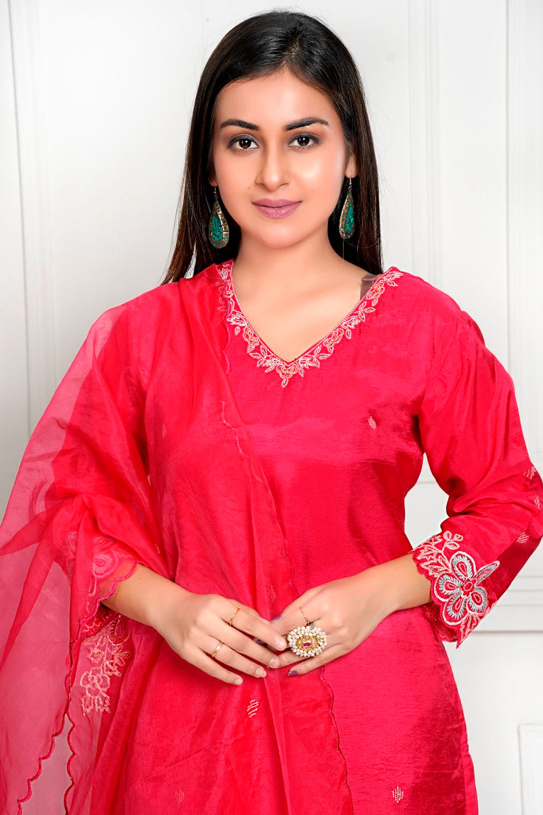 PF7939 - , Kurtis , Ethnic Clothing Hand Embroidery Kurta Sets Silk
