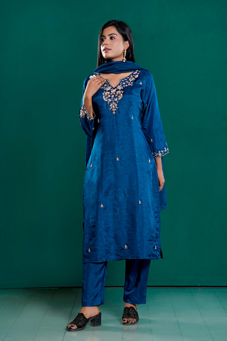 PF8012 - , Kurtis , Ethnic Clothing Festive Collection Hand Embroidery Kurta Sets Silk