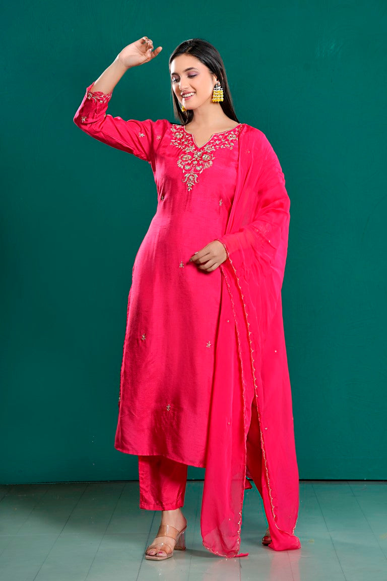 PF8012 - , Kurtis , Ethnic Clothing Festive Collection Hand Embroidery Kurta Sets Silk