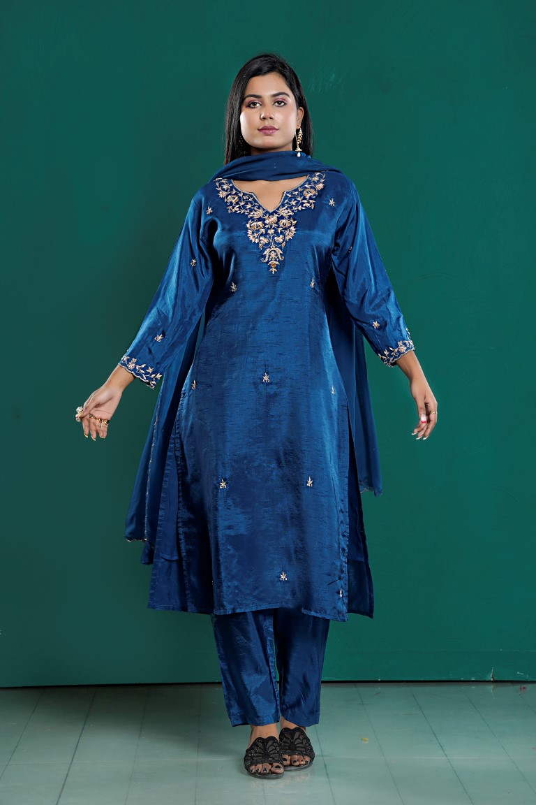 PF8012 - , Kurtis , Ethnic Clothing Festive Collection Hand Embroidery Kurta Sets Silk