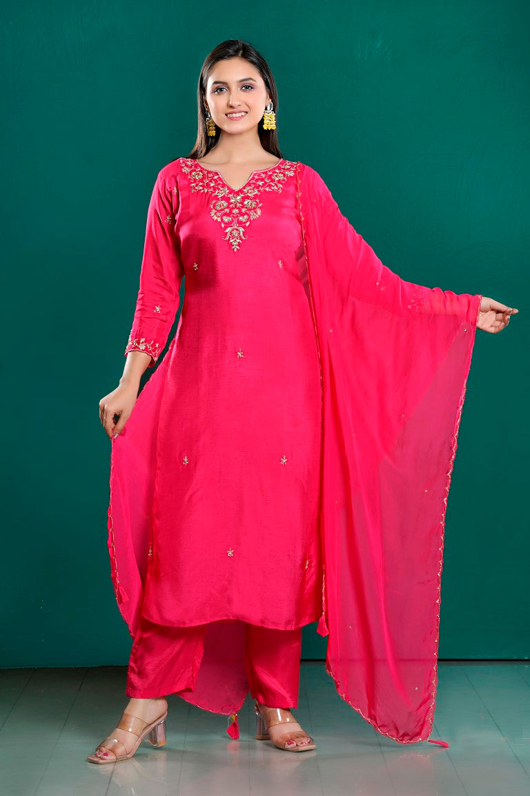 PF8012 - , Kurtis , Ethnic Clothing Festive Collection Hand Embroidery Kurta Sets Silk