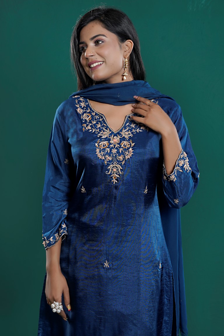 PF8012 - , Kurtis , Ethnic Clothing Festive Collection Hand Embroidery Kurta Sets Silk
