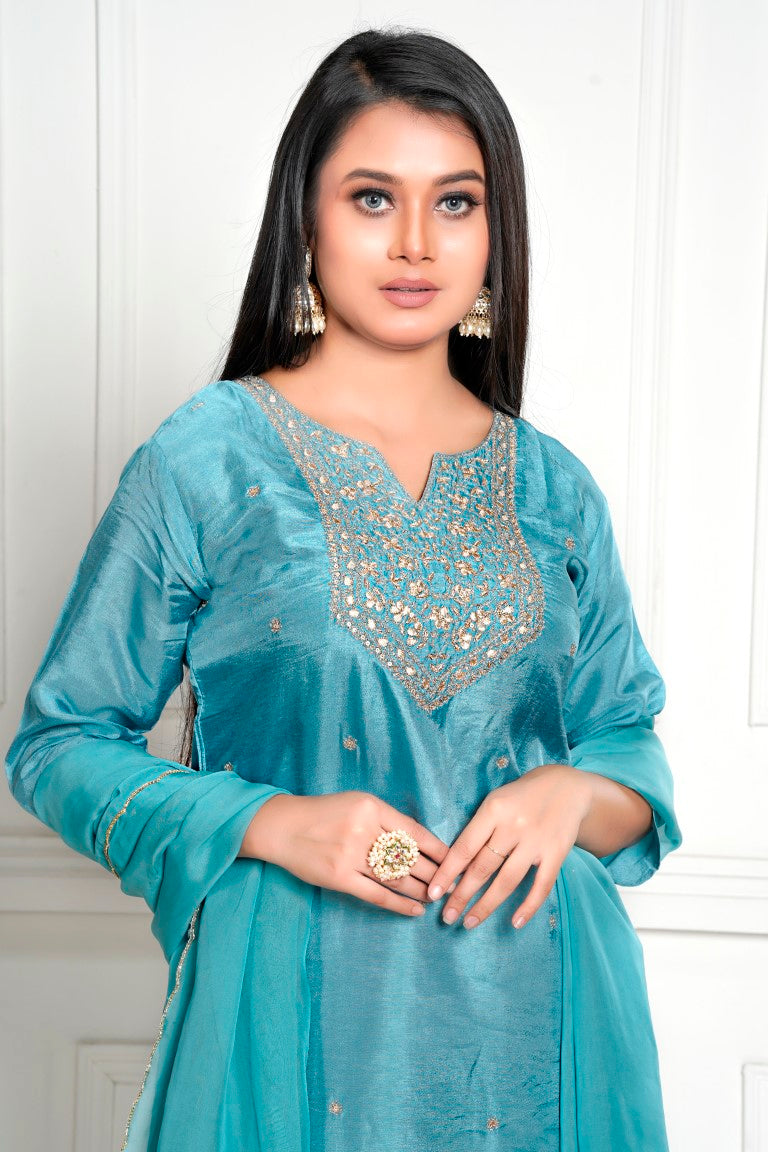 PF8115 - , Kurtis , Ethnic Clothing Festive Collection Hand Embroidery Kurta Sets Silk