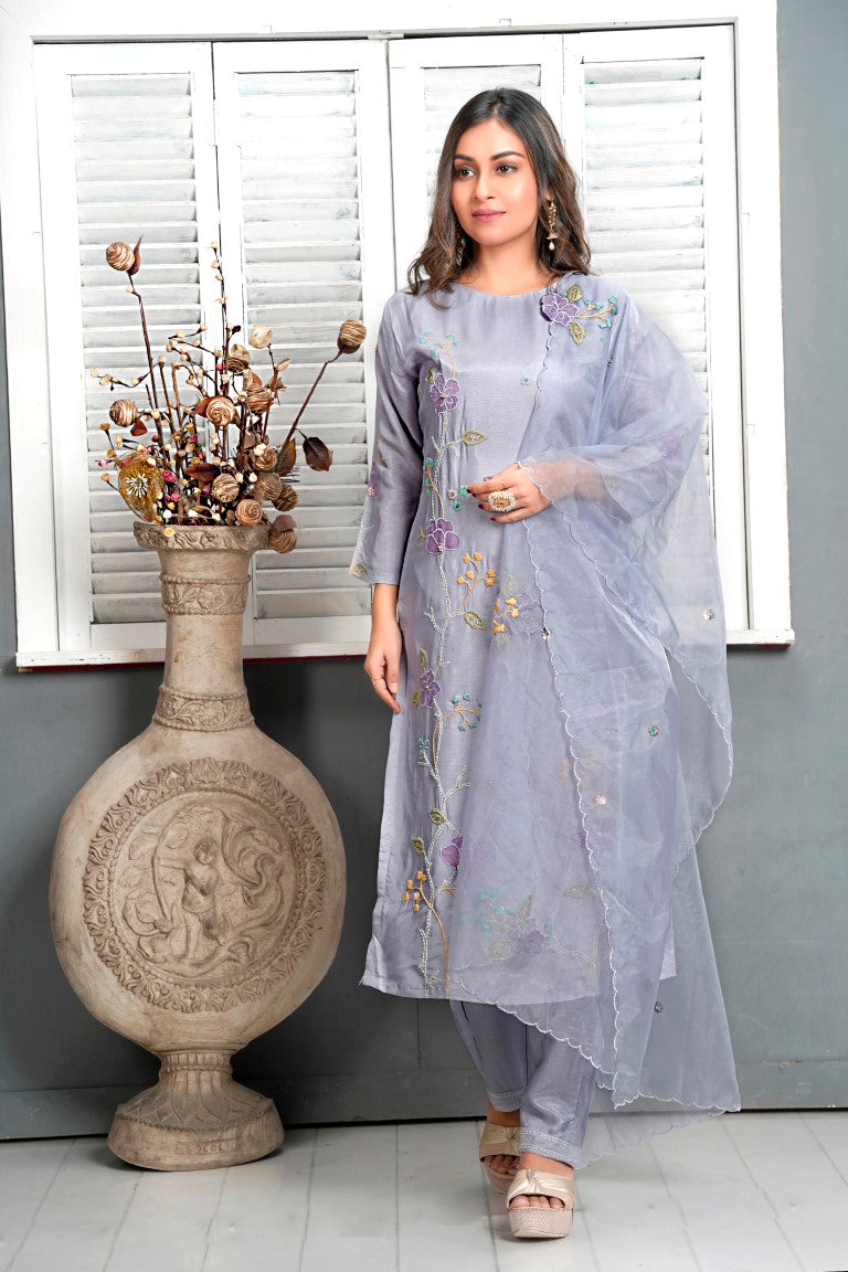 PF8126 - , Kurtis , Ethnic Clothing Festive Collection Hand Embroidery Kurta Sets Silk