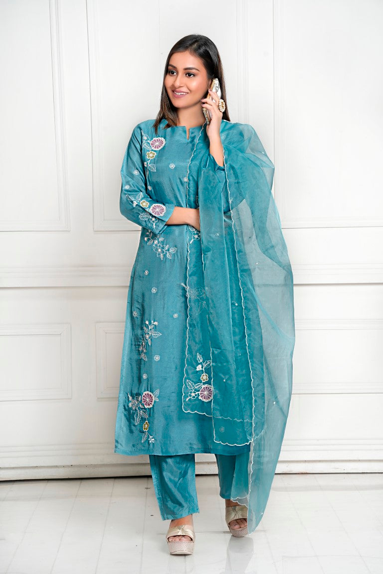 PF8142 - , Kurtis , Ethnic Clothing Festive Collection Hand Embroidery Kurta Sets Silk