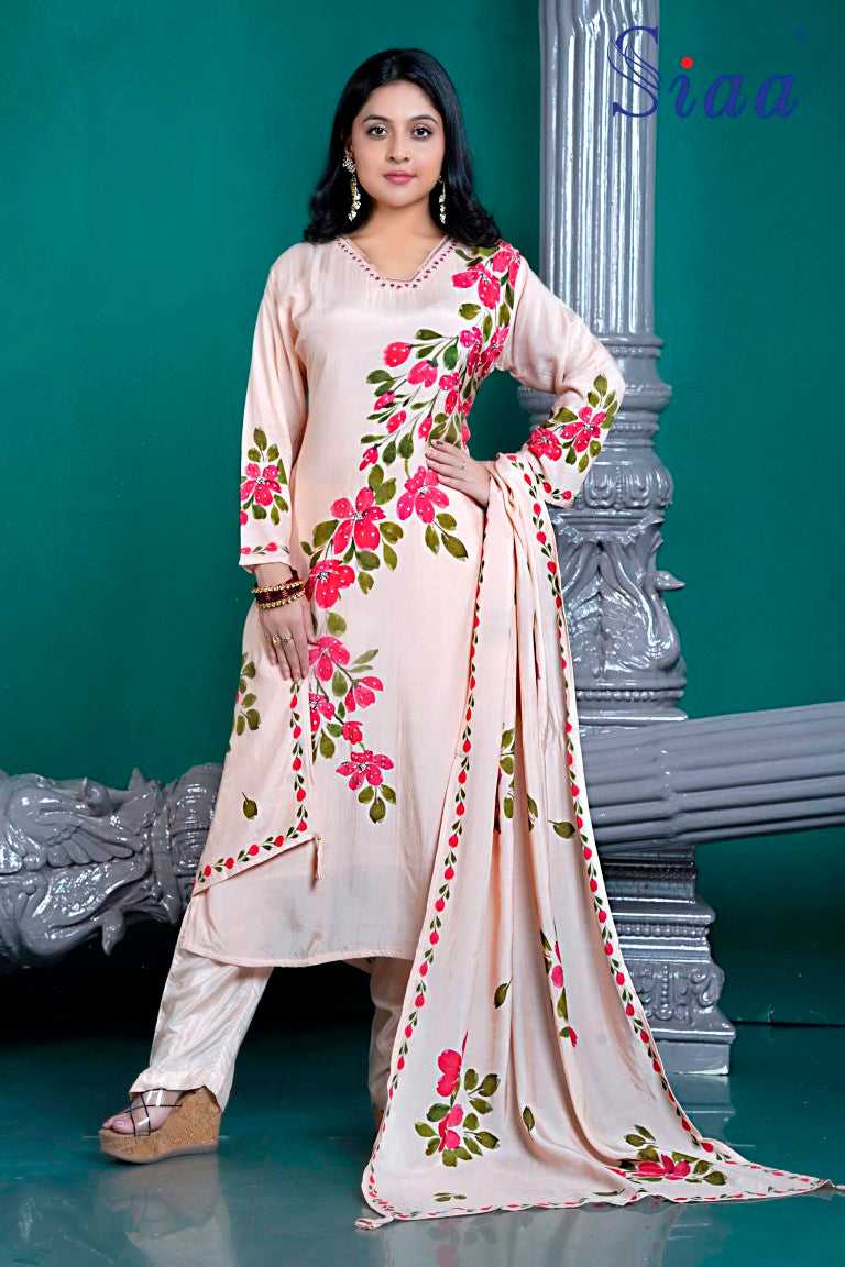 PF8234 - , Kurtis , Ethnic Clothing Hand Embroidery Kurta Sets Printed Silk