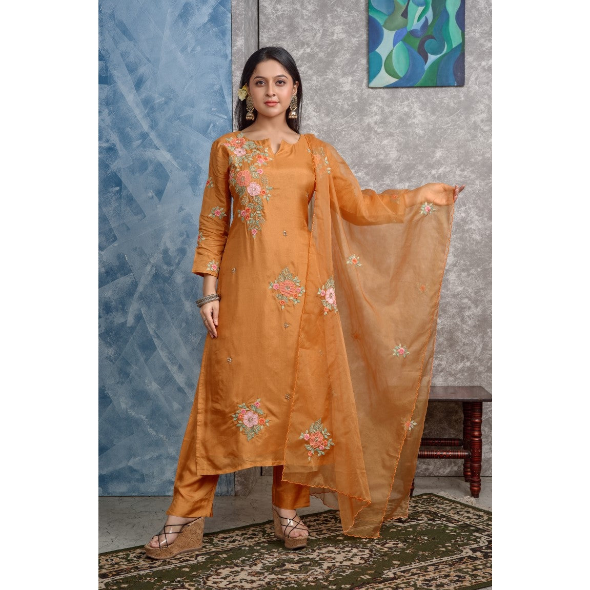 PF8259 - , Kurtis , Ethnic Clothing Hand Embroidery Kurta Sets
