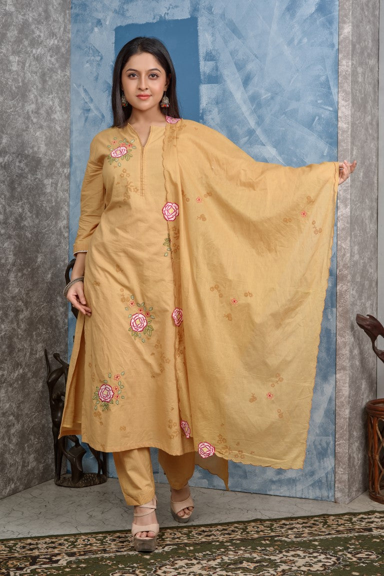 PF8272 - , Kurtis , Ethnic Clothing Hand Embroidery Kurta Sets Silk