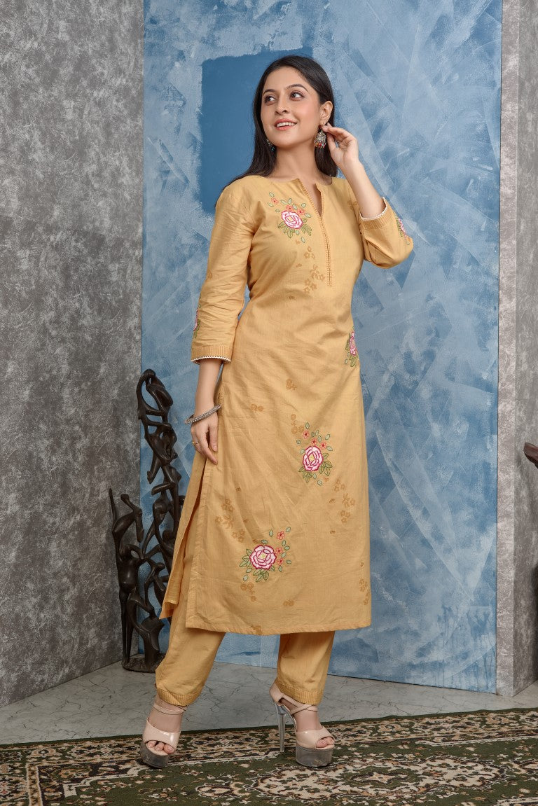 PF8272 - , Kurtis , Ethnic Clothing Hand Embroidery Kurta Sets Silk