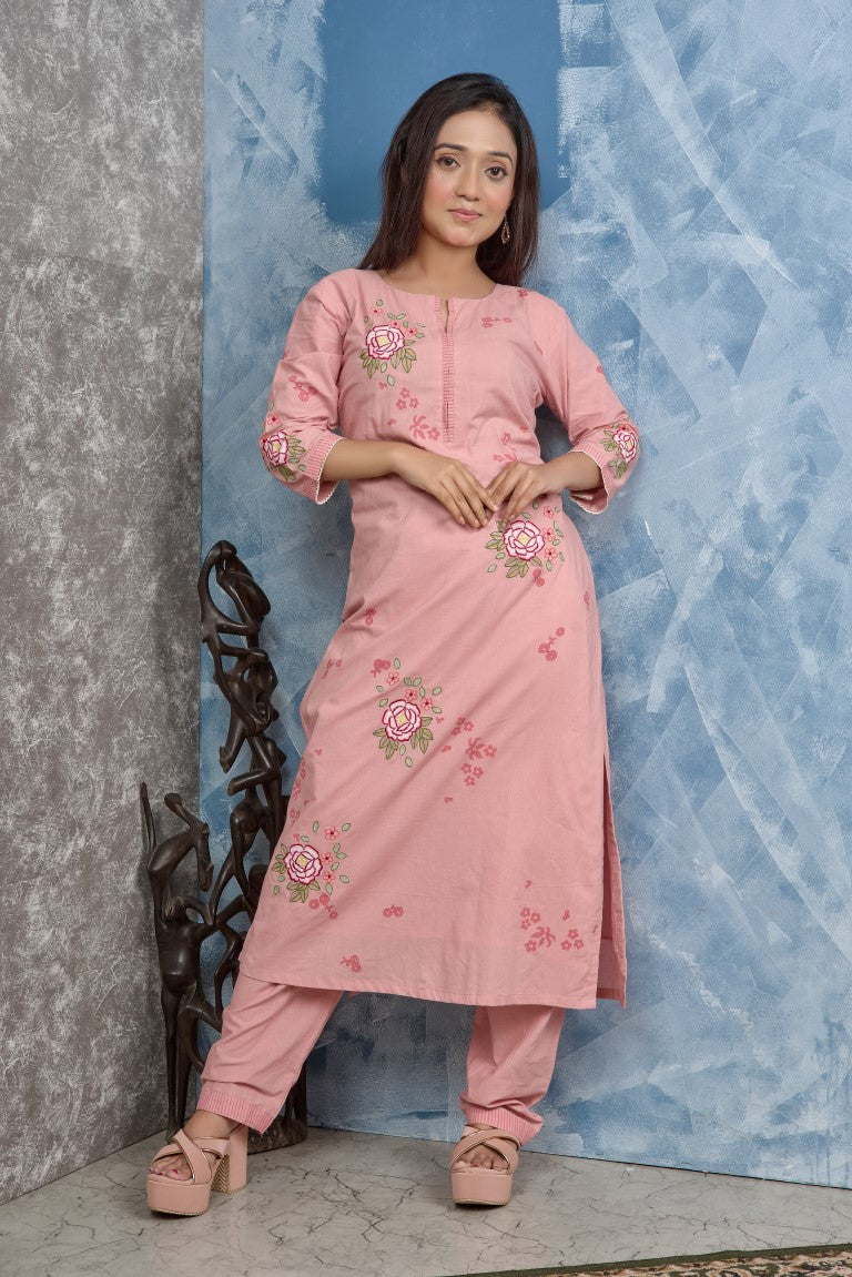 PF8272 - , Kurtis , Ethnic Clothing Hand Embroidery Kurta Sets Silk