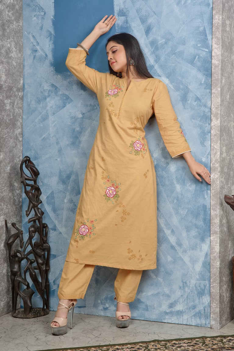 PF8272 - , Kurtis , Ethnic Clothing Hand Embroidery Kurta Sets Silk
