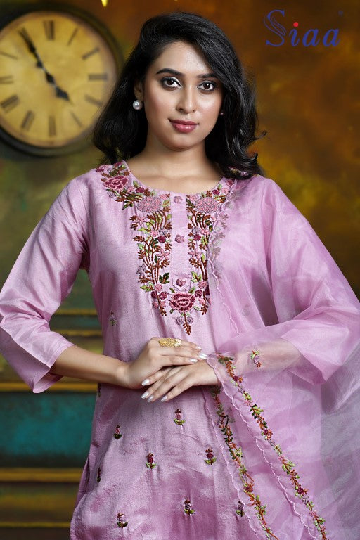 PF8288 - , Kurtis , Ethnic Clothing Hand Embroidery Kurta Sets Silk