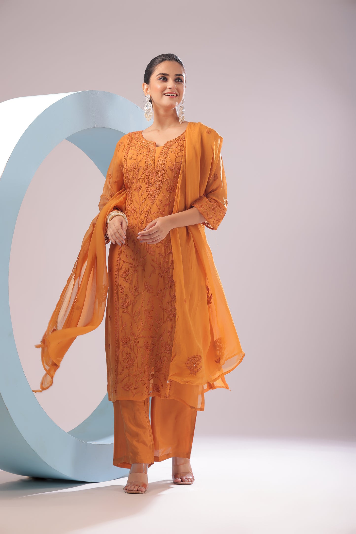 PF8497A - , Kurta , Ethnic Clothing Festive Collection fresh Release Hand Embroidery Kurta Sets Lucknowi Silk