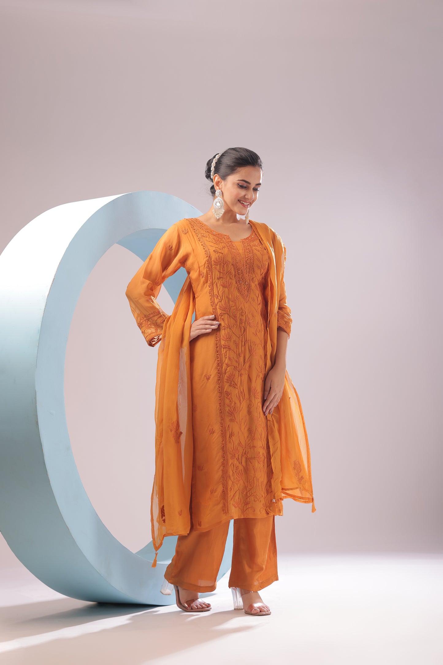 PF8497A - , Kurta , Ethnic Clothing Festive Collection fresh Release Hand Embroidery Kurta Sets Lucknowi Silk