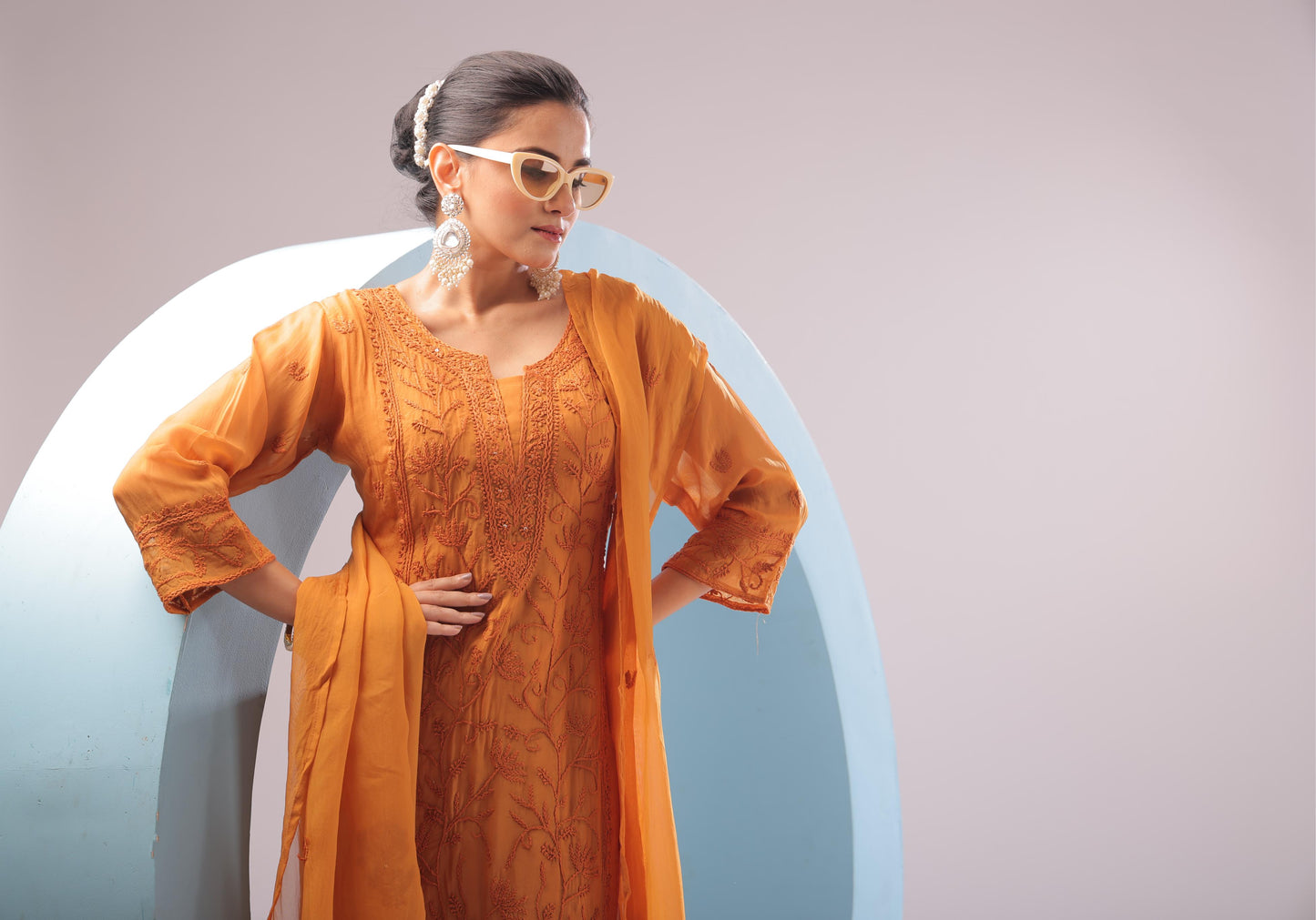 PF8497A - , Kurta , Ethnic Clothing Festive Collection fresh Release Hand Embroidery Kurta Sets Lucknowi Silk