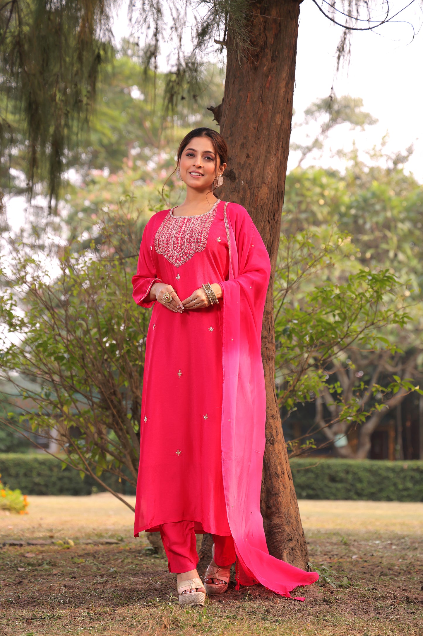 PF8530A - , , Ethnic Clothing Festive Collection fresh Release Hand Embroidery Kurta Sets Organza Silk