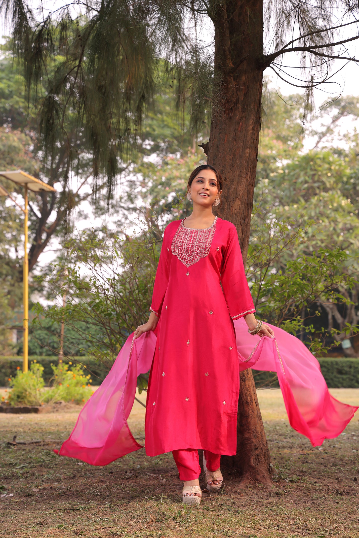 PF8530A - , , Ethnic Clothing Festive Collection fresh Release Hand Embroidery Kurta Sets Organza Silk