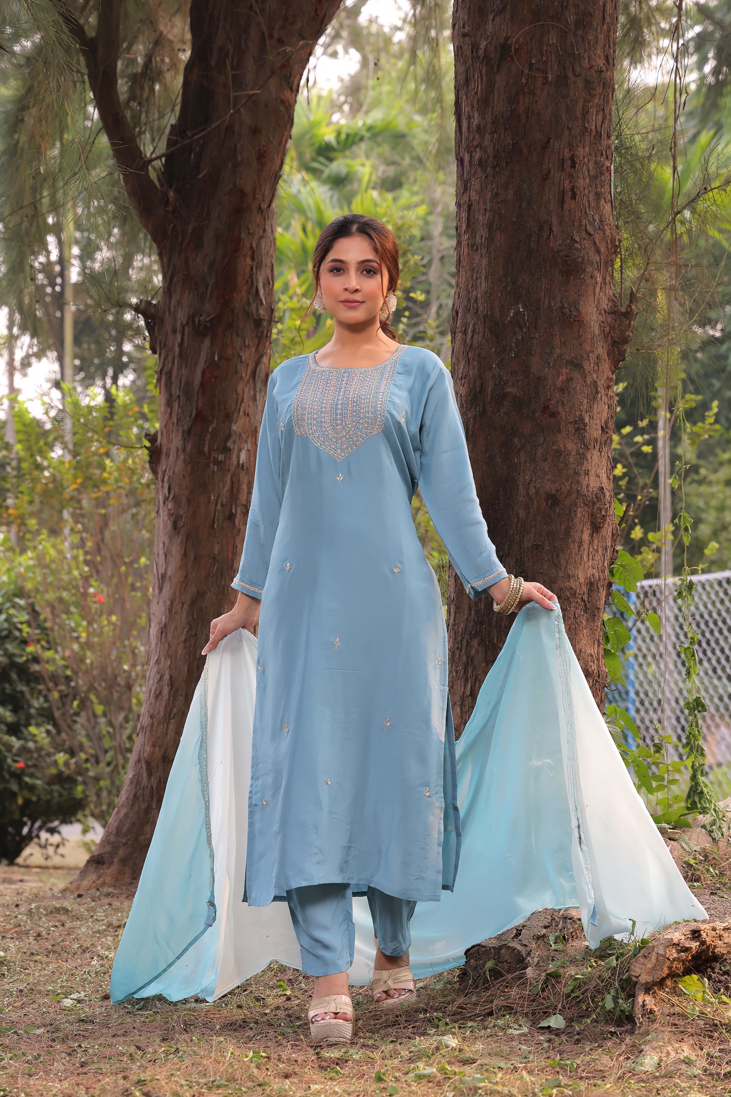 PF8530A - , , Ethnic Clothing Festive Collection fresh Release Hand Embroidery Kurta Sets Organza Silk