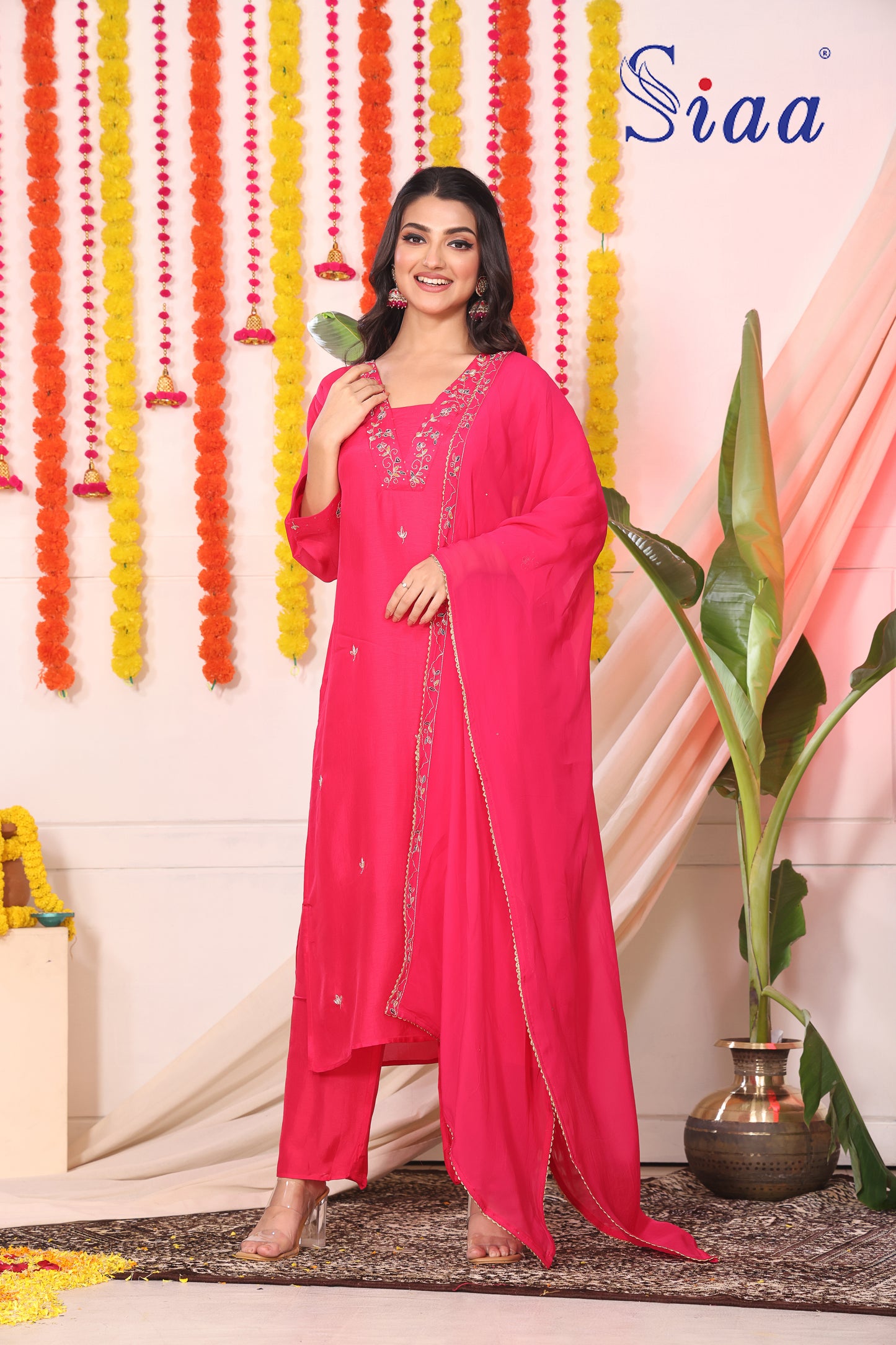 PF8577 - , , Ethnic Clothing Festive Collection Hand Embroidery Kurta Sets Silk
