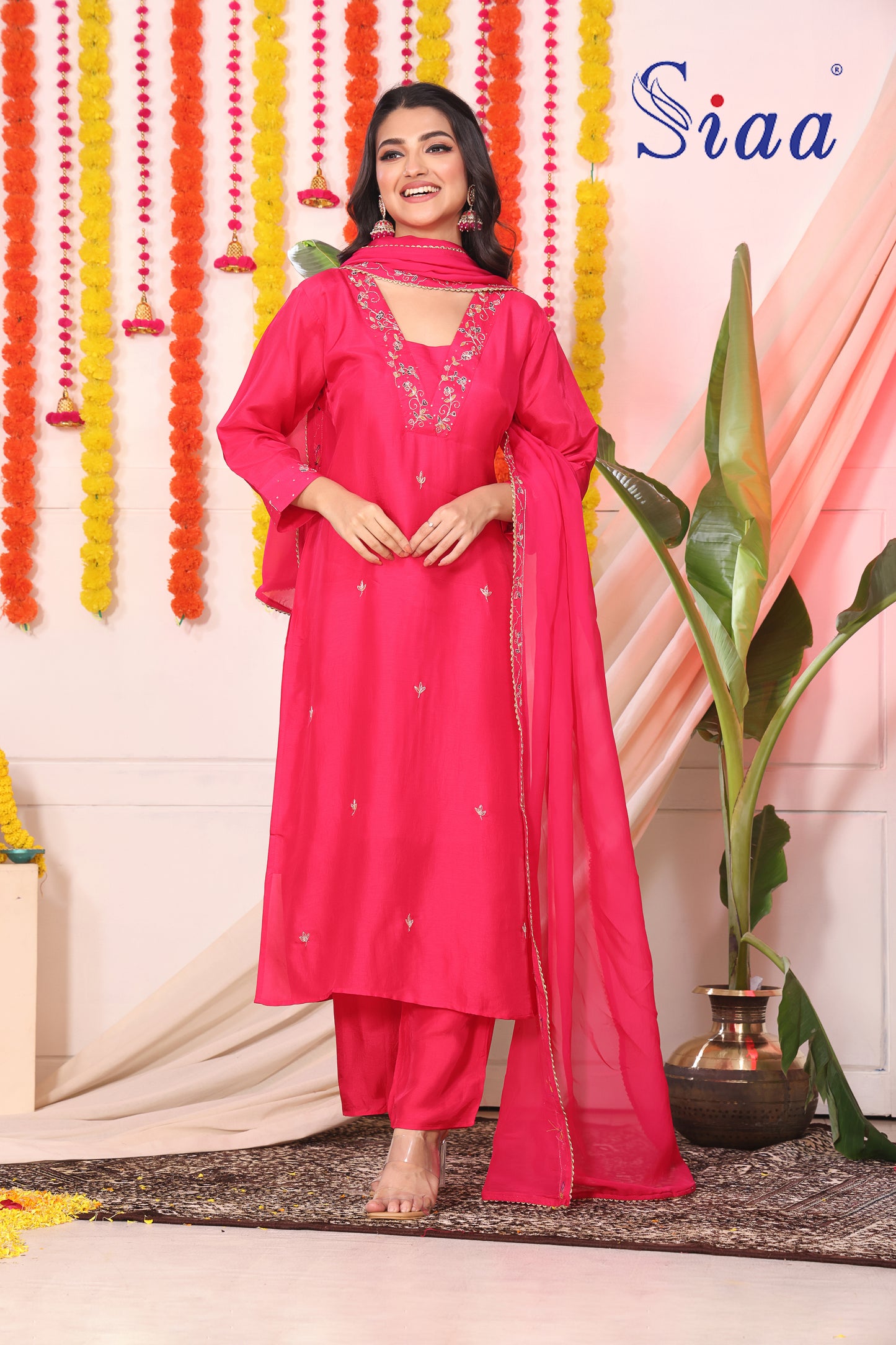 PF8577 - , , Ethnic Clothing Festive Collection Hand Embroidery Kurta Sets Silk