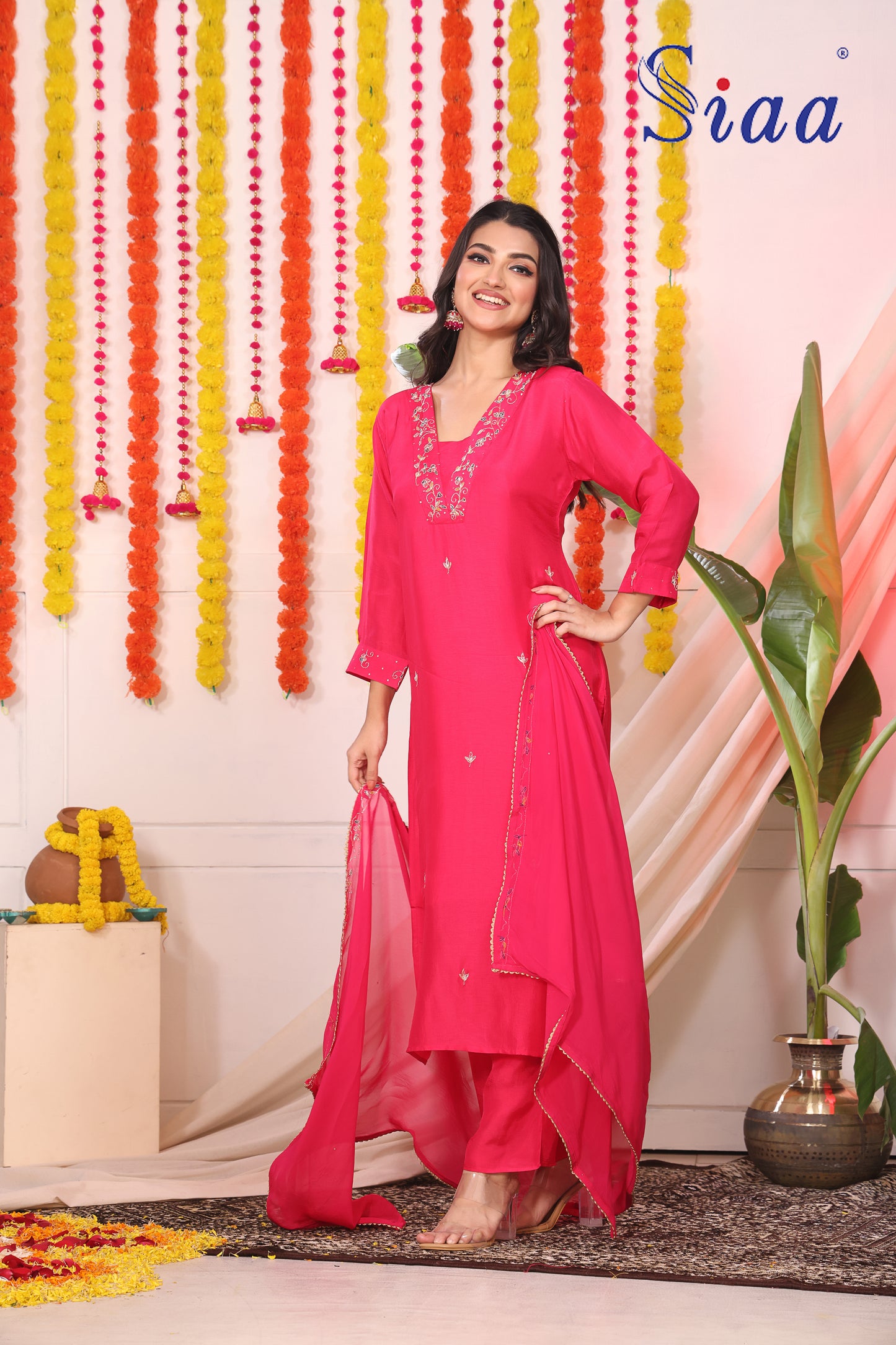 PF8577 - , , Ethnic Clothing Festive Collection Hand Embroidery Kurta Sets Silk