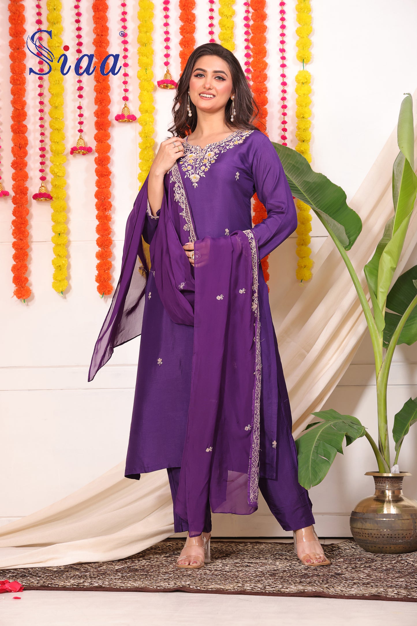 PF8624 - , , Ethnic Clothing Festive Collection Hand Embroidery Kurta Sets Silk