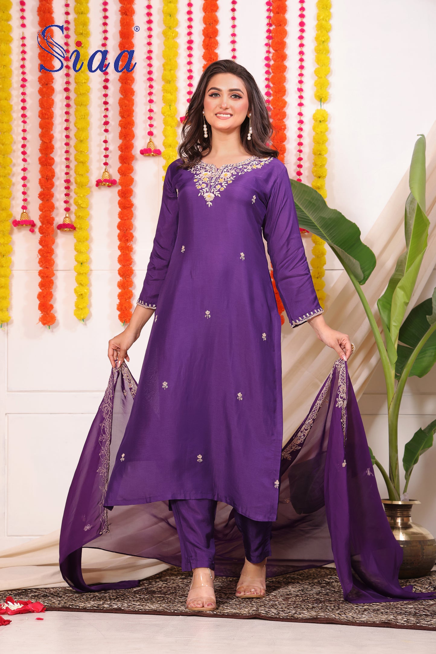 PF8624 - , , Ethnic Clothing Festive Collection Hand Embroidery Kurta Sets Silk