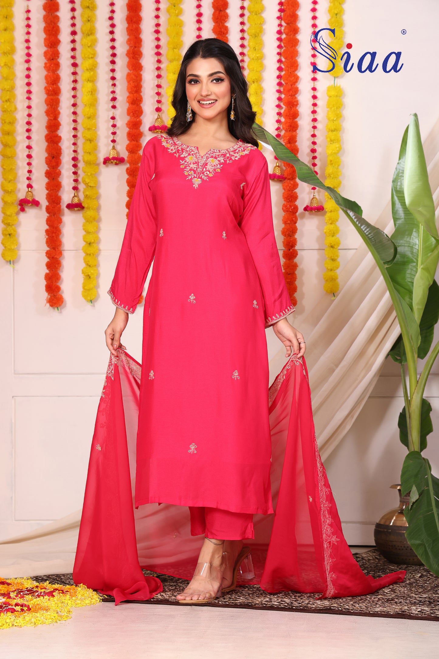 PF8624 - , , Ethnic Clothing Festive Collection Hand Embroidery Kurta Sets Silk