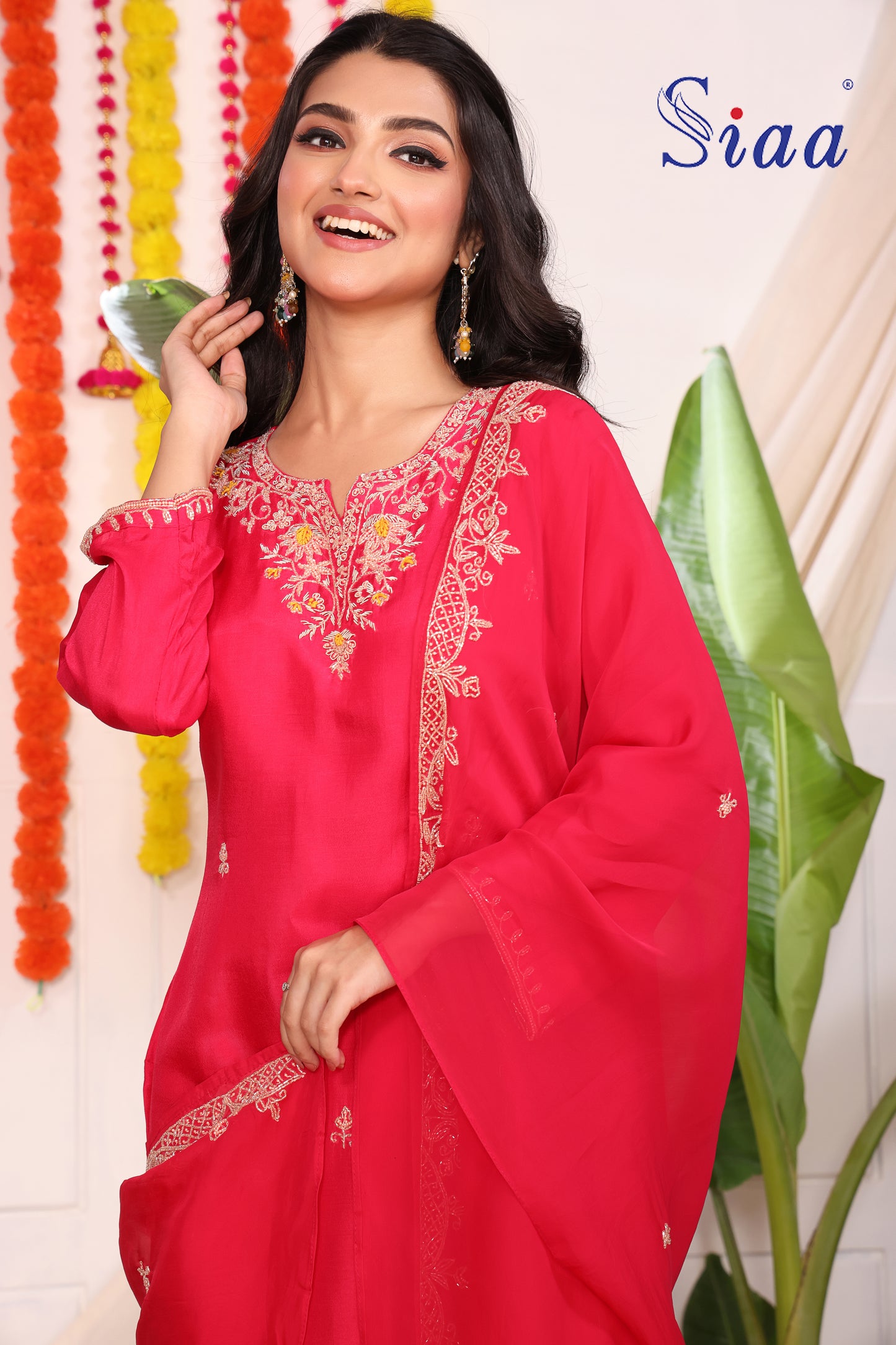 PF8624 - rani , , Ethnic Clothing Festive Collection Hand Embroidery Kurta Sets Silk
